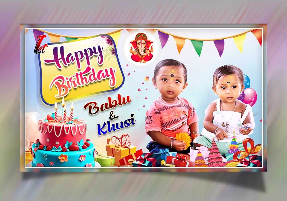 A cute baby Birthday flex banner design 3x5